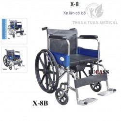 Xe Lăn Có Bô Vệ Sinh, Khung Hợp Kim Lucass X8B - Bánh Mâm Đúc tiện dụng lăn tay