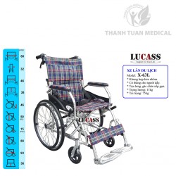 Xe Lăn gấp gọn Lucass X63L Caro Thương hiệu Mỹ - Xe Lăn Du Lịch Siêu Gọn Nhẹ 11,5 kg có tay xách tiện dụng