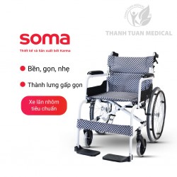 Xe lăn thế hệ mới Karma Soma 105 khung nhôm (trắng đen) - Gọn, nhẹ chỉ 11.7kg hỗ trợ người già, người khuyết tật