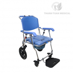 Xe Lăn Tắm Có Bô Đa Năng Lucass D-600 (D600) Bánh Lớn - Có Phanh Cho Người Đẩy, Gấp Gọn Tiện Dụng