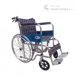 Xe Lăn Tiêu Chuẩn Lucass X97J Có Thắng Tay - Vải Sọc Caro Đỏ Đen